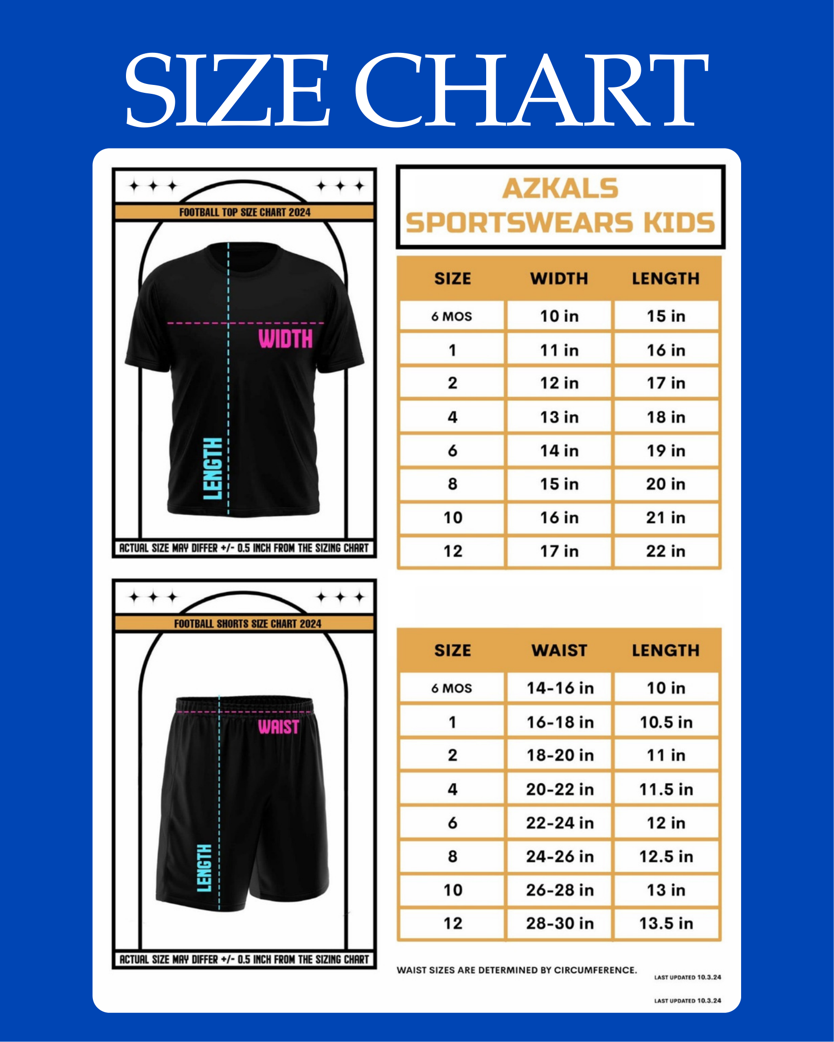 Azkals Development Academy Apparel Sizing Guide — Shirts