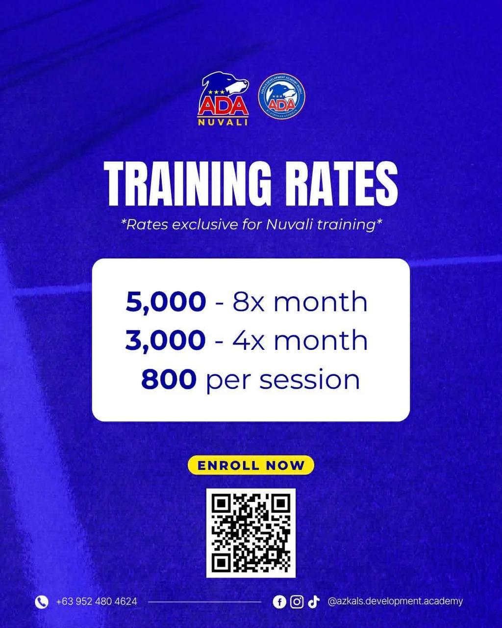 Nuvali Training Rates